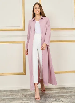 Regular Fit Button Up Tailored Pleated Kimono 