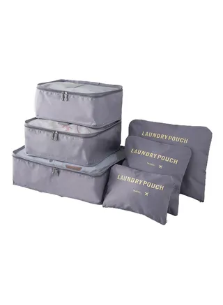 6-Piece Grey Organizer Bags Set for Seamless Packing 