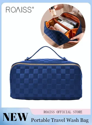 Outdoor Wash Bag Portable Storage Bag Checkerboard Pattern Waterproof Clutch Bag Large Capacity Makeup Cosmetic Handbag Packing organizers for Men Women Travel Business Trip 