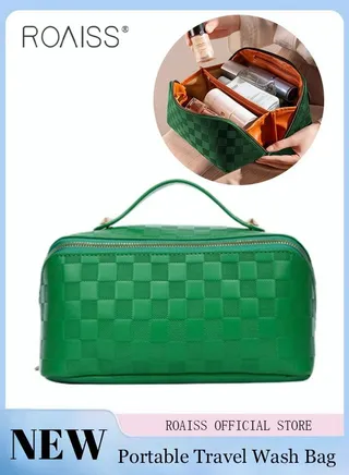 Outdoor Wash Bag Portable Storage Bag Checkerboard Pattern Waterproof Clutch Bag Large Capacity Makeup Cosmetic Handbag Packing organizers for Men Women Travel Business Trip 