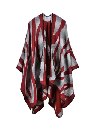 Camouflage Poncho Style Cape Red/Grey 