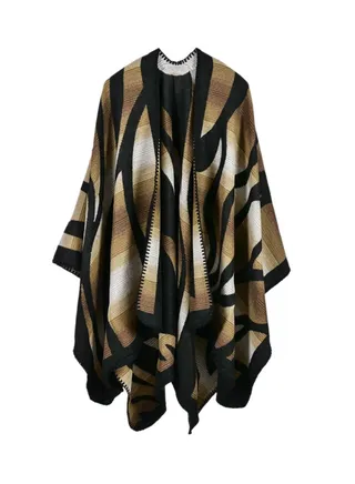 Camouflage Poncho Style Cape Coffee/Black 