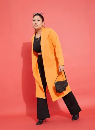 Solid Pocket Detail Midi Shrug 