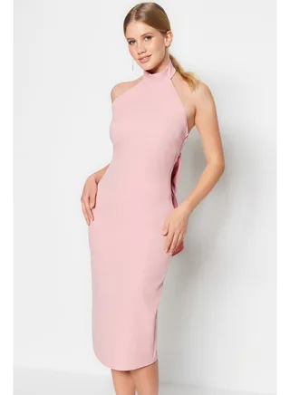 Powder Fitted Lined Woven Evening Dress TPRSS23EL00457 