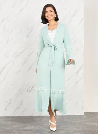 Tassle Detail Regular Fit Kimono with Self Tie Up 
