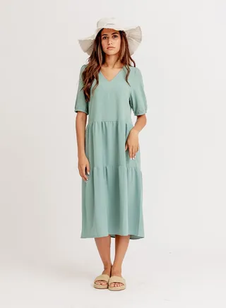 Mint Ruffled Midi Dress 