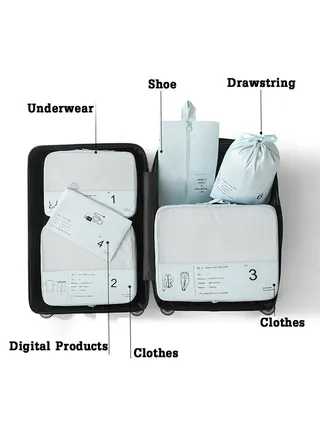6 Pcs Packing Cubes for Travel, Travel Cubes for Suitcases Lightweight Luggage Organizers Travel Essential Bag with Toiletries Bag for Clothes Shoes Cosmetics Toiletries 