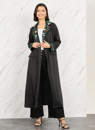 Floral Emboridery Detail Regular Fit Kimono 