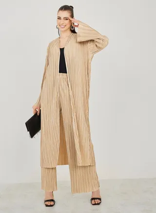 Oversized Plisse Midi Length Kimono 