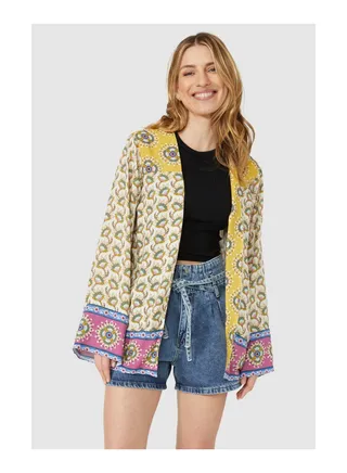 Patchwork Mix & Match Print Kimono Top 