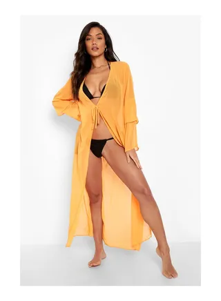 Premium Chiffon Maxi Flute Sleeve Beach Kimono 