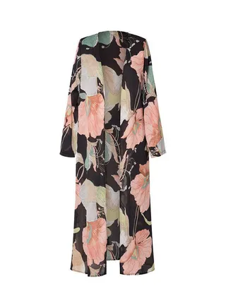 Floral Printed Long Sleeve Kimono Multicolour 
