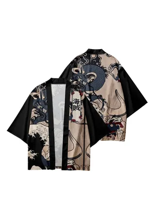 Summer Feather Weaving Ethnic Style Kimono 3D Digital Printing Casual Sports Cloak 