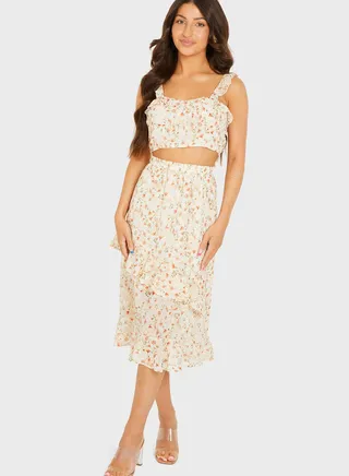 Embroidered Strappy Crop Top 