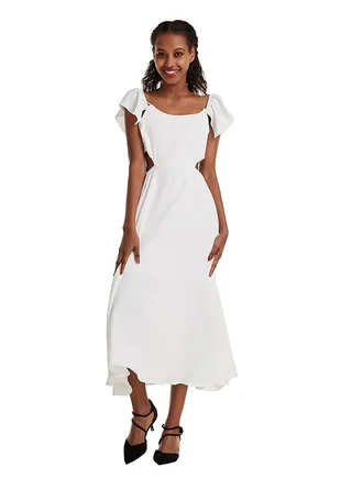 Solid Design Maxi Dress White 