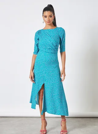 Asymmetrical A-Line Dress Turquoise 