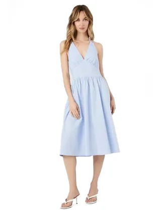 Poplin Halter Midi Dress 