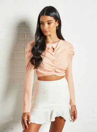 Ruched Detail Crop Top Orange 