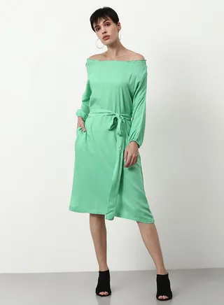 Regular Fit Casual Dress Light Green 