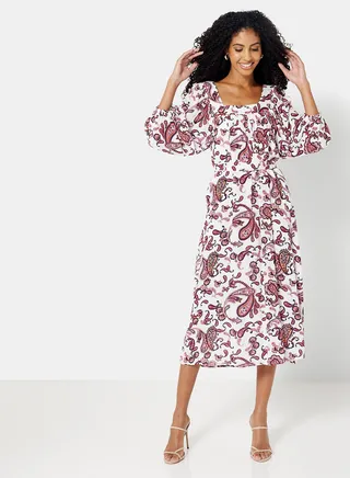 Paisley Print Midi Dress 
