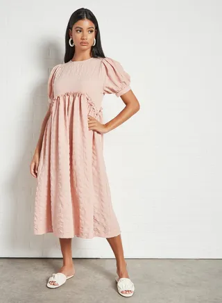 Ruffle Detailed Dress Pink 