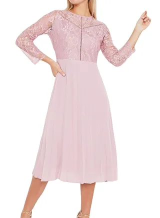 Open Back Lace Dress Pink 