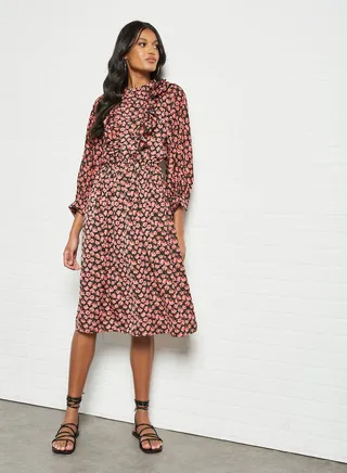 Floral Print Dress Pink/Black 