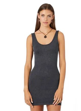 Seamless Rib-Knit Bodycon Mini Dress 