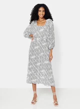 Paisley Print Midi Dress 