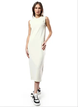 Light Beige Sleeveless Slip On Summer Bodycon Dress 