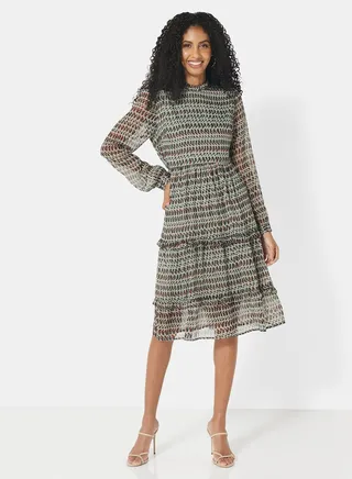 Printed Tiered Dress Multicolour 