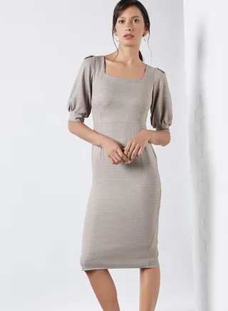 Puff Sleeve Dress Multi Color 