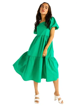 POPLIN MIDI DRESS 