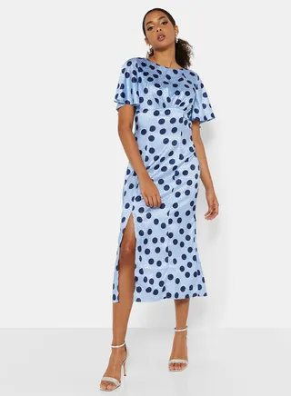 All-Over Print Bodycon Dress Blue 