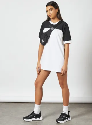 Colorblock T-Shirt Dress White/Black 
