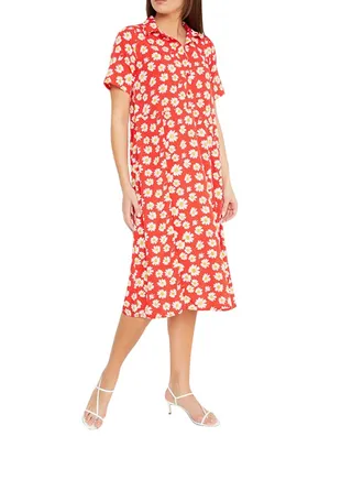 Collared Midi Dress Red 