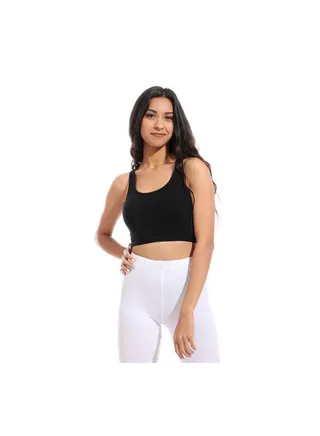 Full Coverage Non-wired Cross Back Sportive Bra For Women - Black 