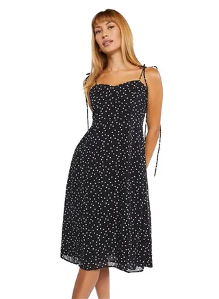 Polka Dot Print Sweetheart Dress 