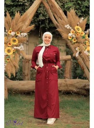 Maroon Maxi shirt dress 