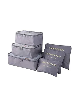 Pack Of 6 Packing Cubes-Compression Travel Luggage Organizer-Travel Clothe Storage Bag-Travel Mesh Pouch -Laundry Bag-Travel Packing Organizer-Shoe Bag 