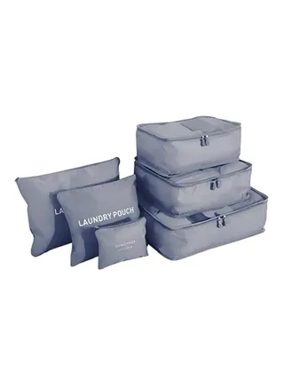 6-Piece Travel Pouch Set Grey 