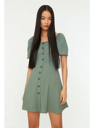 Mint A-line Balloon Sleeve Mini Woven Dress TWOSS20EL2314 