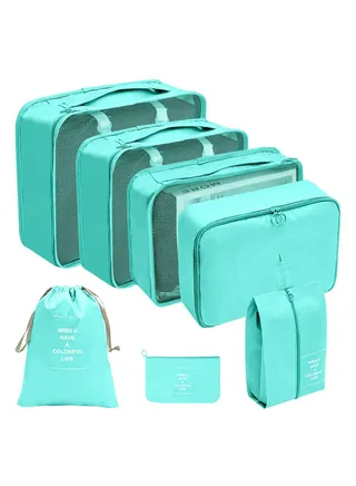 7 Piece Folding Travel Organizer Set Green 