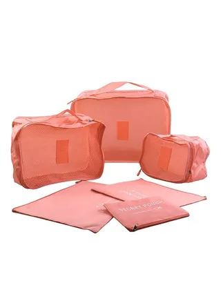 6-Piece Travel Storage Bag Set Pink 