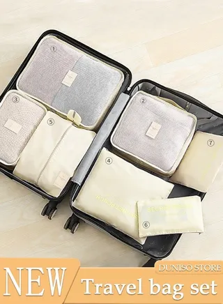 7PCS Travel Storage Bag Set Multi-functional Clothing Sorting Packages Travel Packing Compression Pouche Luggage Organizer Pouch for Moving Traveling 