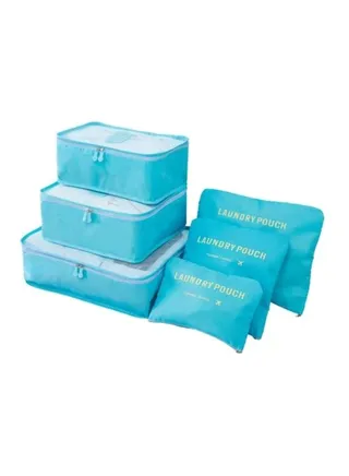 6-Piece Travel Pouch Organiser Set Blue 