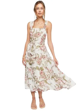 Chiffon Floral Print Midi Dress 