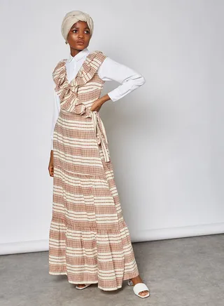 Evalina Striped Maxi Dress Sandshell 