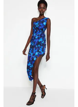 Woman Dress Blue-Multicolor 