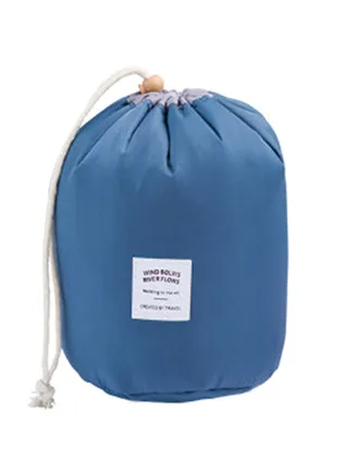 Cylinder Multi-Function Toiletry Large Capacity Portable Folding Bag Blue 